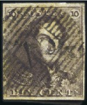 Stamp of Belgium » Belgique. 1849 Epaulettes - Émission 10c Brun, lot de quatre nuances différentes compre