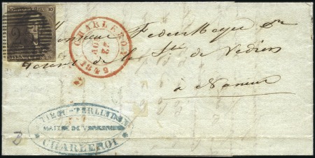 Stamp of Belgium » Belgique. 1849 Epaulettes - Émission 10c Brun, margé, oblitération nette de la percepti