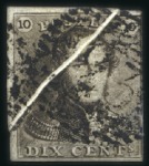 Stamp of Belgium » Belgique. 1849 Epaulettes - Oblitérations 10c Brun, lot de 10 exemplaires isolés plus une pa