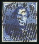 Stamp of Belgium » Belgique. 1849 Epaulettes - Oblitérations 20c Bleu, lot de 8 exemplaires plus une lettre mon