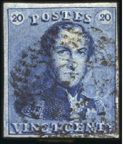 Stamp of Belgium » Belgique. 1849 Epaulettes - Oblitérations 20c Bleu, lot de 8 exemplaires plus une lettre mon