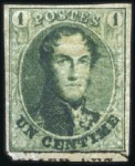 Stamp of Belgium » Belgique. 1861 Médaillons allongés - Émission 1c Vert, trois exemplaires neufs de nuances légère