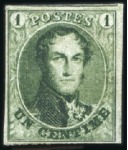 Stamp of Belgium » Belgique. 1861 Médaillons allongés - Émission 1c Vert, trois exemplaires neufs de nuances légère