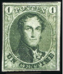 Stamp of Belgium » Belgique. 1861 Médaillons allongés - Émission 1c Vert, trois exemplaires neufs de nuances légère