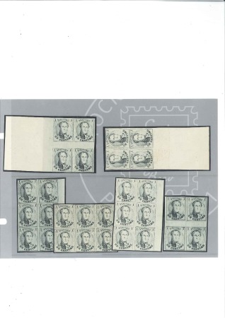 Stamp of Belgium » Belgique. 1849 Médaillons (filigrane encadré) - Réimpressions Réimpression de 1929, 1 centime, trois blocs de si