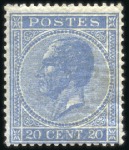 Stamp of Belgium » Belgique. Léopold 1er - Nouveau Type - Émission 10c gris et 20c bleu-outremer, les deux neufs avec