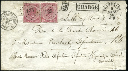 Stamp of Belgium » Belgique. Léopold 1er - Nouveau Type - Émission 40c rose (x2, un avec peut-être une fente de 2mm) 