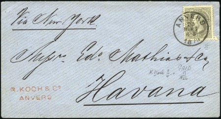 Stamp of Belgium » Belgique. 1869-83 Nouveaux types et nouvelles valeurs - Émission 50c gris sur lettre d'Anvers 28.03.79 pour la Hava