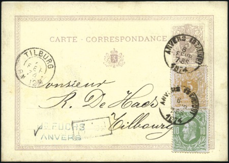 Stamp of Belgium » Belgique. 1869-83 Nouveaux types et nouvelles valeurs - Émission 5c ambre +10c vert sur Entier à 5c violet d'Anvers