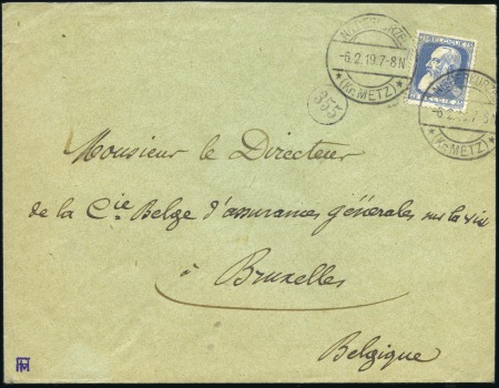 Stamp of Belgium » General issues from 1894 onwards 1905 Grosse barbe 25c bleu utilisé en Allemagne (L