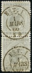Stamp of Belgium » Belgique. Léopold 1er - Nouveau Type - Émission 10c gris en paire obl. càd "EST I" et 20c bleu obl