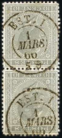 Stamp of Belgium » Belgique. Léopold 1er - Nouveau Type - Émission 10c gris en paire obl. càd "EST I" et 20c bleu obl