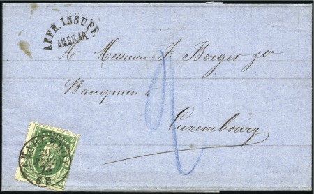 Stamp of Belgium » Belgique. 1869-83 Nouveaux types et nouvelles valeurs - Émission 10c vert obl. càd Charleroi 30.09.73 sur lettre po