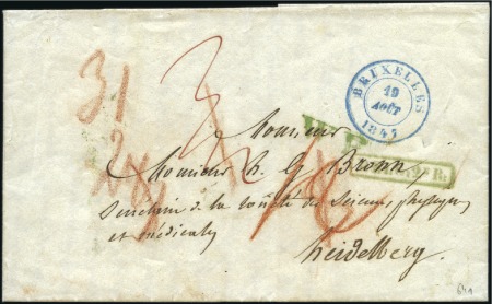Stamp of Belgium » Belgique. Histoire Postale 1847 (19.8) Lettre de Bruxelles pour l'Allemagne a