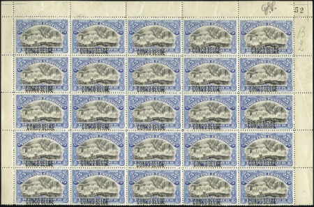 Stamp of Belgian Congo 1909 Surcharge de Bruxelles, type 2, 25c bleu en d