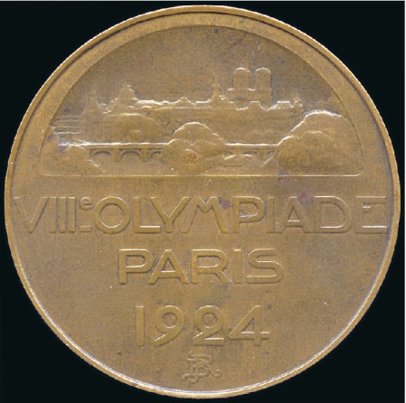 Stamp of France Participation medal, 55mm, bronze by R. Bernard, v