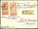 Stamp of Greece » 1906 Olympics 1908 (Jan 21) Envelope sent registered to Brazil w