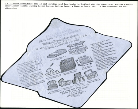 Stamp of Great Britain » Hand Illustrated and Printed Envelopes 1d Pink postal stationery envelope with Parkins & 