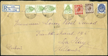 Stamp of Great Britain » King George V 1929 (Jun 22) Envelope sent registered to the Neth