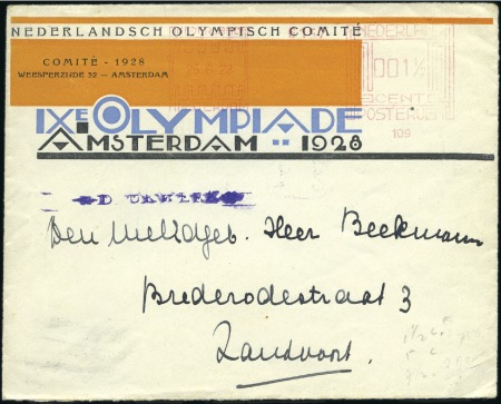 Stamp of Netherlands Netherlands Olympic Committee envelope front with 