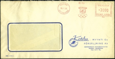 Stamp of Finland 1956 Advertising envelope for Karhu Myynti Oy Förs
