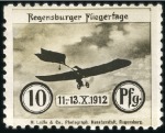 Stamp of Germany » German Empire 1912 Regensburger Flier Day and Airmail, 10pf Blac