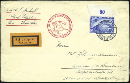 Stamp of Germany » German Empire 1930 2M 1st South America flight tied by "on board