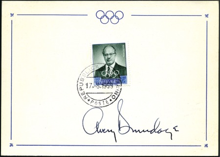 Stamp of Large Lots and Collections AUTOGRAPH: Avery Brundage, 5th President of the IO