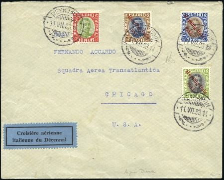 Stamp of Iceland 1933 "Hopflug Itala 1933" overprint set neatly tie