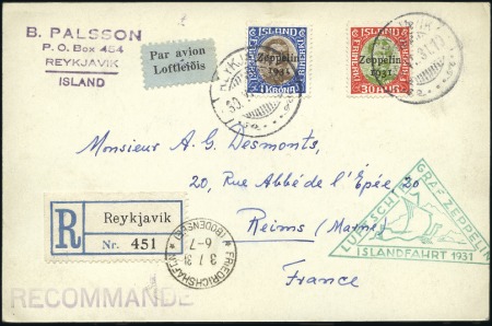 Stamp of Iceland 1931 Zeppelin ovpt. set, very lh mint, plus 30a &1