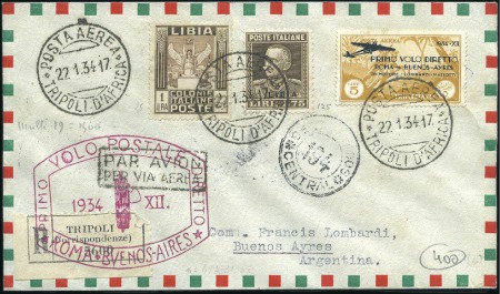 Stamp of Italy » Italian Colonies and Possessions » Tripolitania 1934 Rome-Buenos Aires 5L Overprint (Sa. PA 32) pl