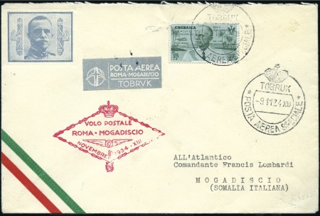 Stamp of Italy » Italian Colonies and Possessions » Cyrenaica (Cirenaica) 1934 Mogadiscio-Roma flight, cover flown Tobruk to