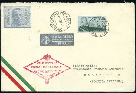 Stamp of Italy » Italian Colonies and Possessions » Tripolitania 1934 Mogadiscio-Roma flight, cover flown Tripoli t