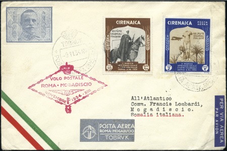Stamp of Italy » Italian Colonies and Possessions » Cyrenaica (Cirenaica) 1934 Rome-Mogadisco flight cover posted at Tobruk