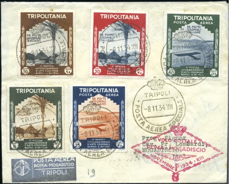Stamp of Italy » Italian Colonies and Possessions » Tripolitania 1934 Rome-Mogadiscio cover flown Tripoli (special