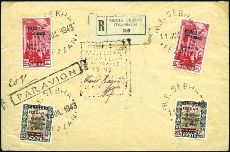 Stamp of Colonies françaises » Fezzan 1943 (11 July) special reg'd airmail cover franked