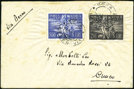Stamp of Italy » Vatican State 1948 Archangel & Tobias set tied to 1950 airmail c