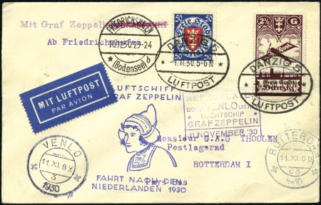 Stamp of Germany » Danzig 1930 Graf Zeppelin Netherlands Flight cover, Danzi