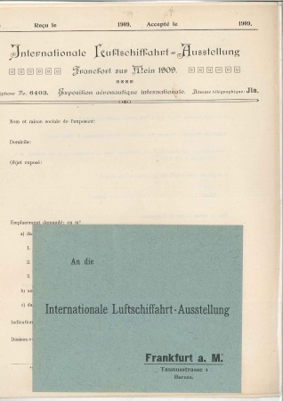 Stamp of Germany » German Empire 1909 "ILA" Prospectus and application forme (in Fr