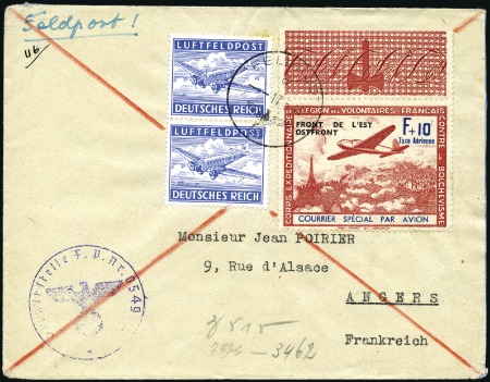 Stamp of Germany » Fieldpost WW II 1944, Four Luftfeldpost covers with pairs of the s