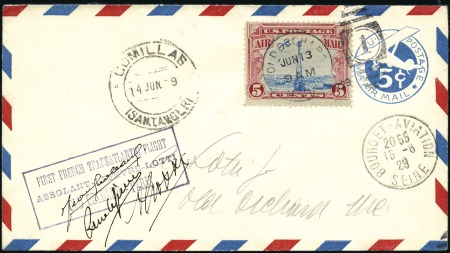 Stamp of United States 1929 (July 13) Trans-Atlantic Flight by French pil