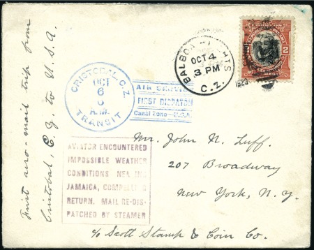 Stamp of Panama » Panama Canal Zone 1920 (Oct. 6) First Air Service Dispatch cover wit