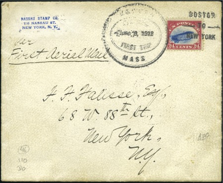 Stamp of United States 1918 (June 8/11) Boston - New York experimental fl