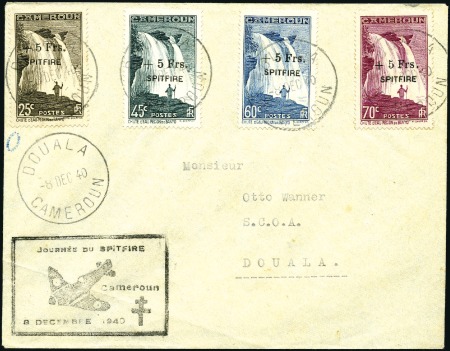 Stamp of Colonies françaises » Cameroun 1940 "+ 5 Frs. / SPITFIRE" surcharge, série de 4 s