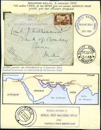 Stamp of Iraq 1919 Baghdad-Delhi military flight cover franked b