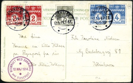 Stamp of Denmark 1914 First Danish Airmail, comic ppc with varied f