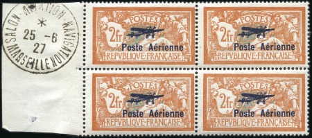 Stamp of France 1927 Marseille Salon overprints, blocks of four (e