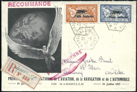 Stamp of France 1927 Marseille Salon ovpt. set tied by FIRST DAY h