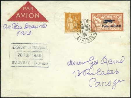 Stamp of France 1927 Marseille Salon, late use of 2Fr value togeth