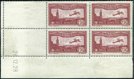 Stamp of France 1930 1.50Fr Carmine, 4 diff. "coin datés," three d